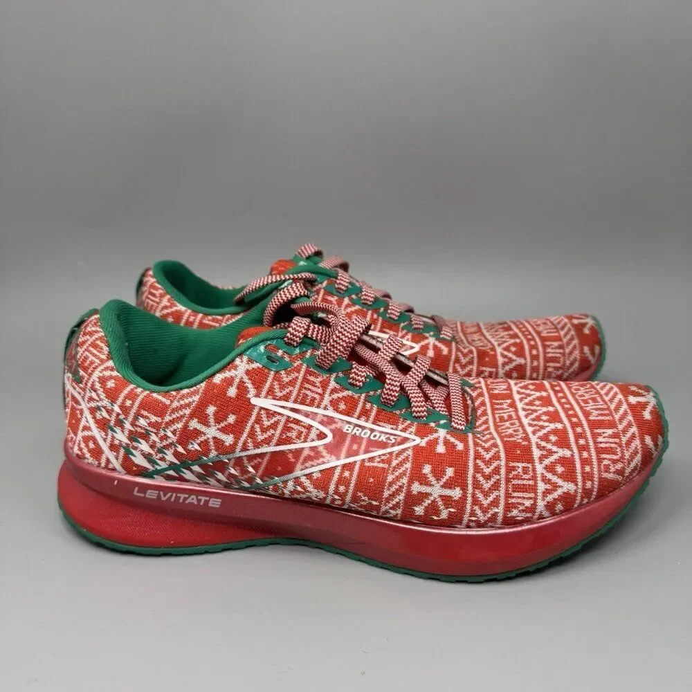 Brooks Shoes Women's 9.5 B Levitate 5 Run Merry Christmas 1203571B634 Red Green